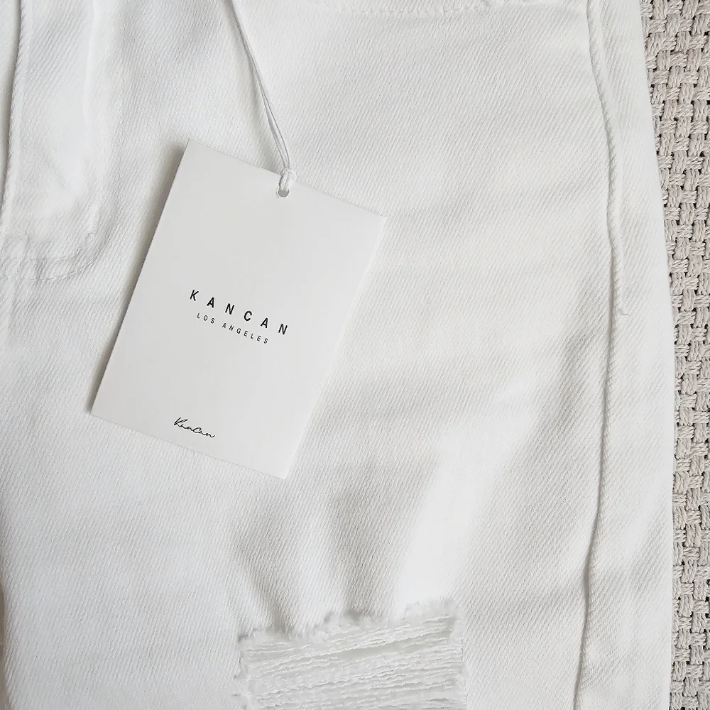 KanCan High Rise Slim Straight Fit Denim Jeans Stretch Distressed White 1/24 NEW - Picture 11 of 13